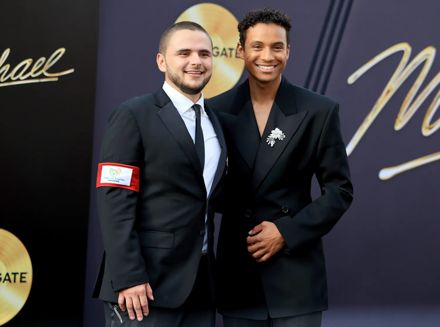 Michael Jackson's son Prince supported Jaafar Jackson, Michael's nephew and star of his biopic, at the L.A. premiere of Lionsgate's Michael on Monday.