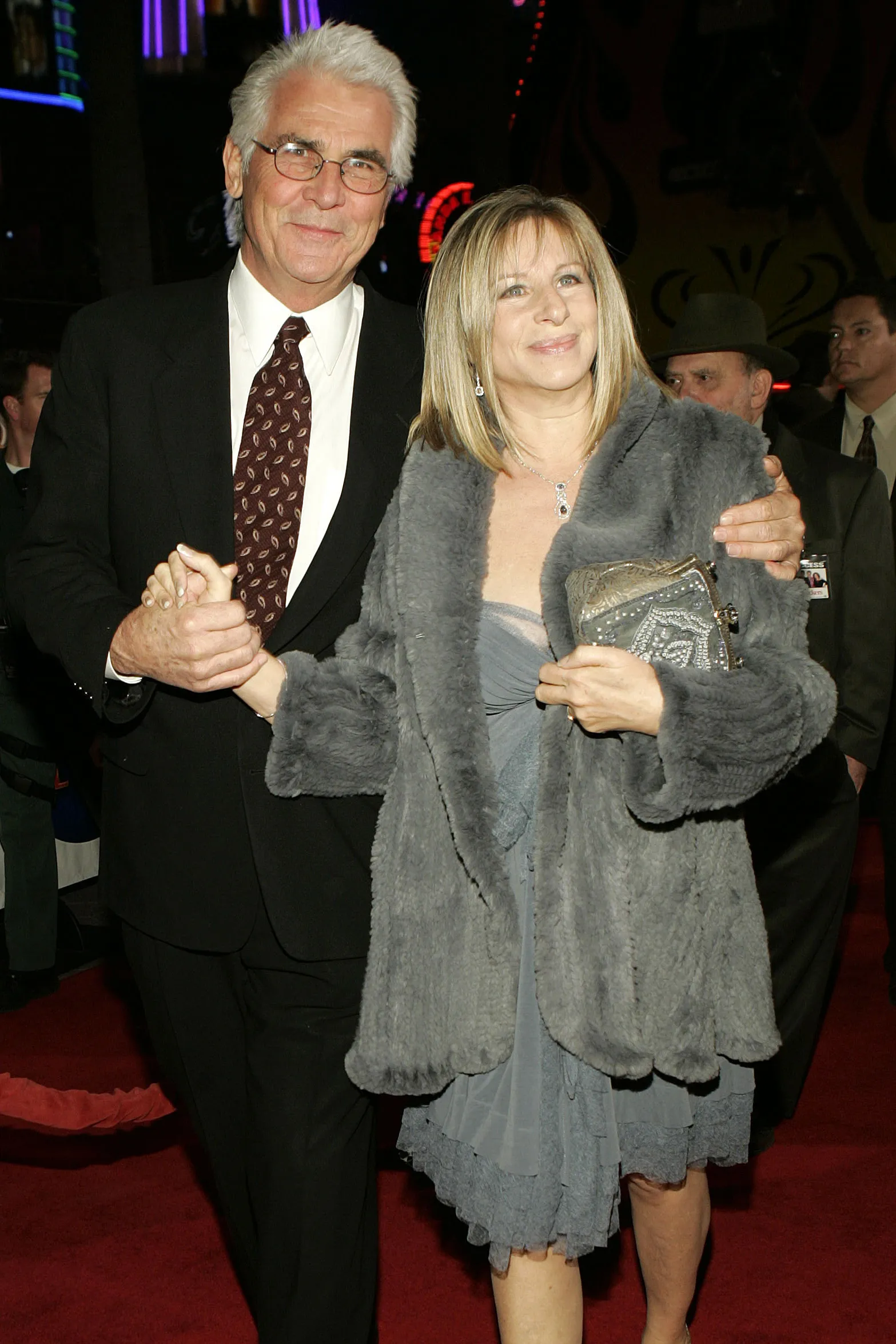 Image may contain James Brolin Barbra Streisand Fashion Blazer Clothing Coat Jacket Premiere Adult and Person