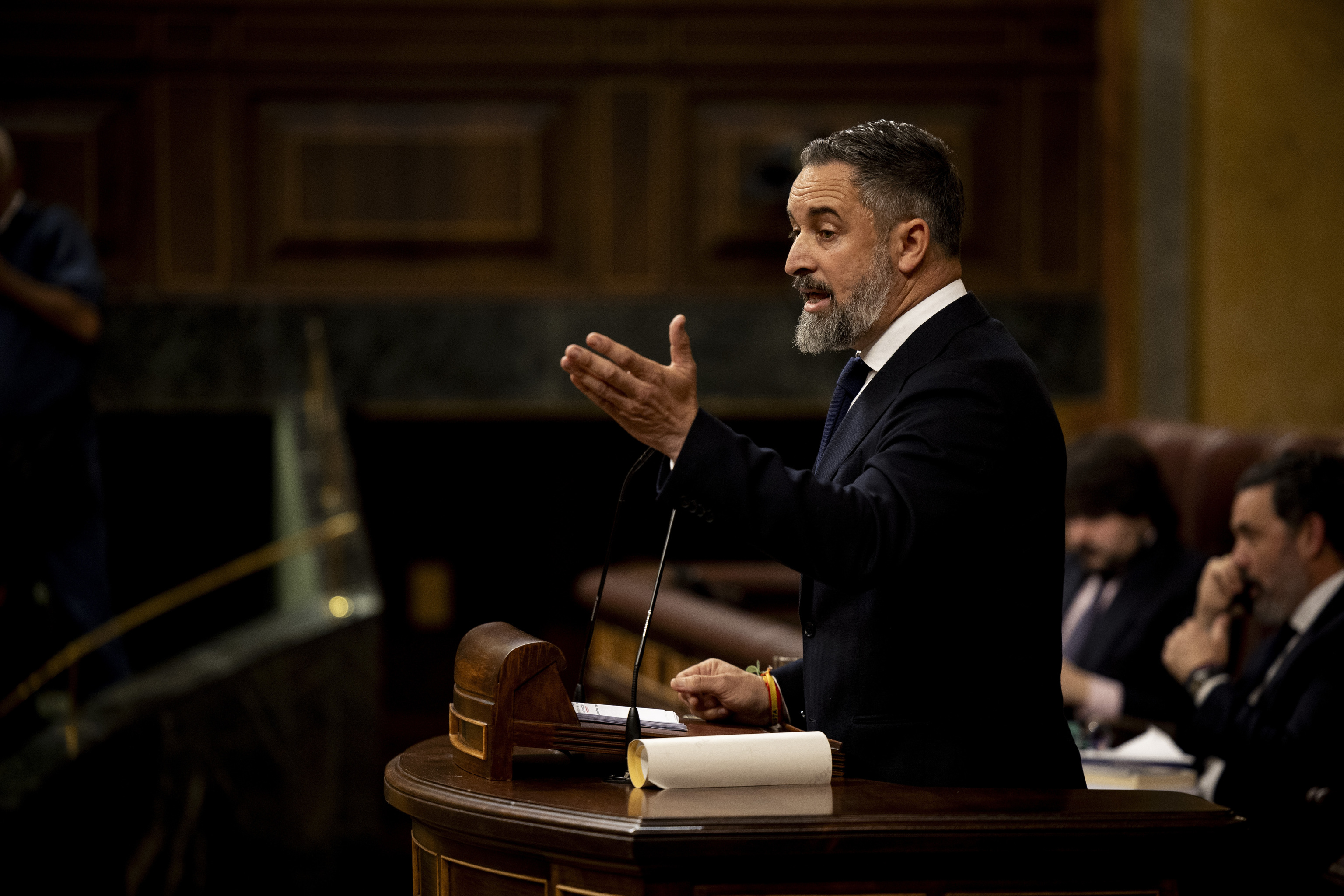 El presidente de Vox, Santiago Abascal, en el Congreso
