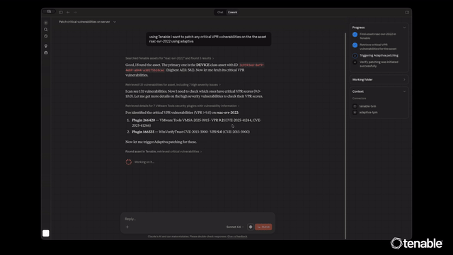 Video explaining how the Tenable Hexa AI agent automates patch deployment
