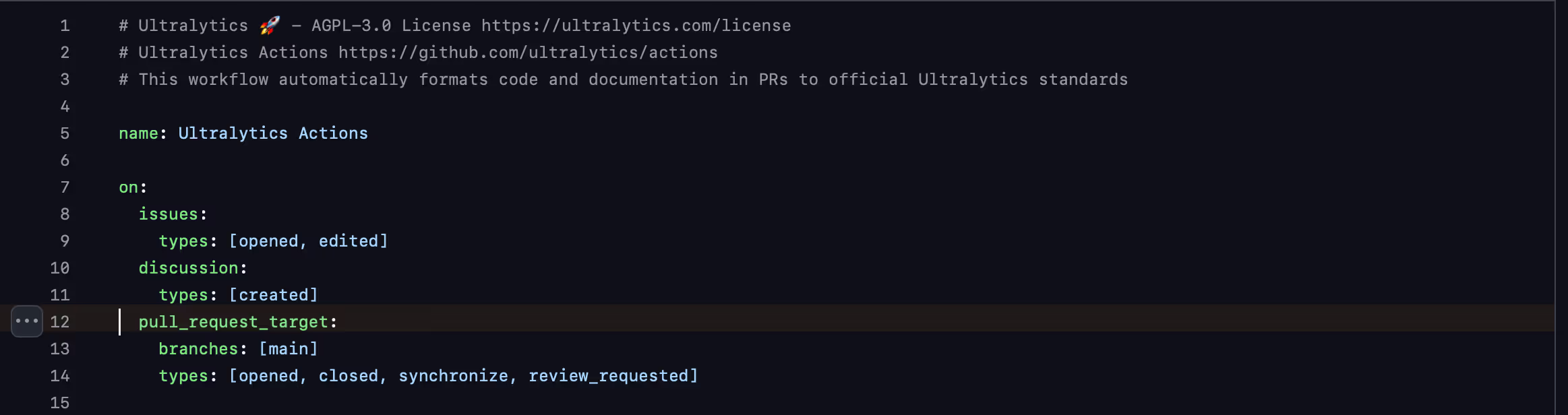 An image showing the format.yml workflow configuration, which uses the pull_request_target event