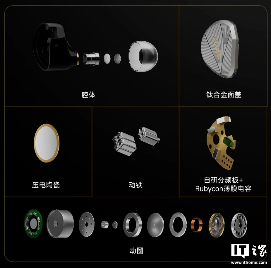 原道推出 NX8Ti 入耳式有线耳机:一圈六铁一压电八单元架构、限量 3888 套,1999 元