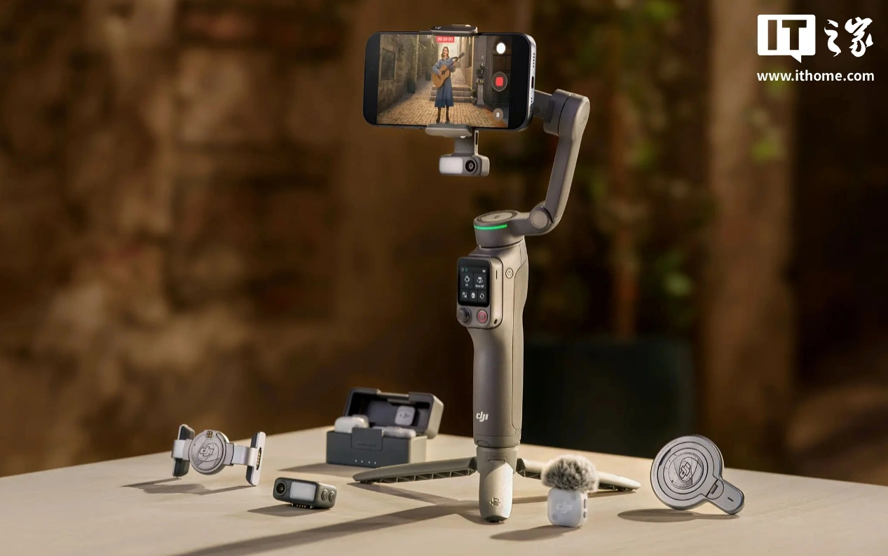 大疆 Osmo Mobile 8P 手机云台发布:磁吸带屏遥控器、一点追踪主角,899 元起