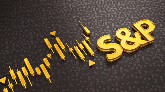 Golden S&P 500 Symbol with Stock Market Data and Coins
