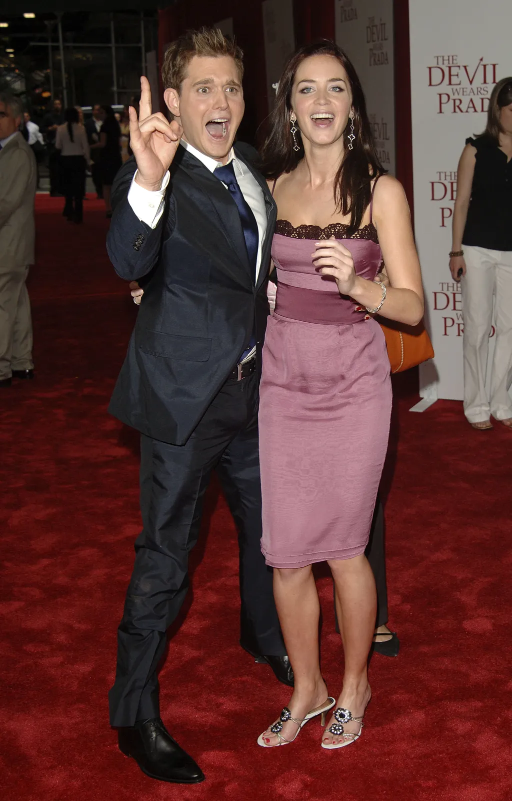 Image may contain Michael Bubl Emily Blunt Fashion Premiere Red Carpet Adult Person Accessories and Formal Wear