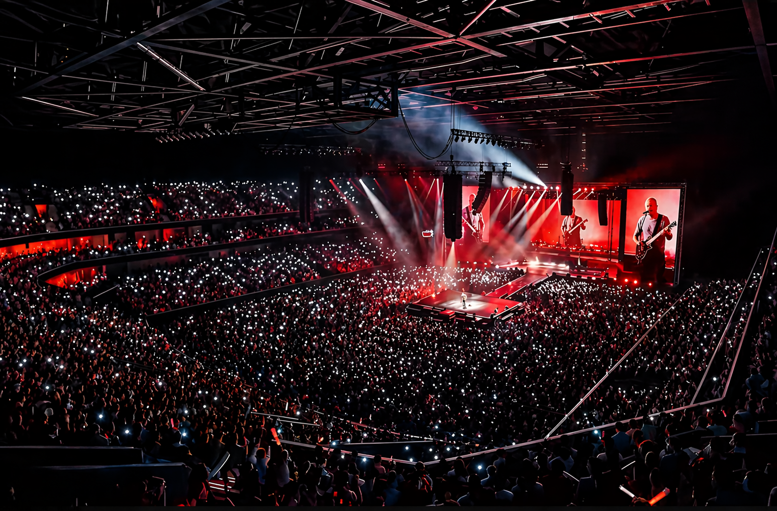 Recreaci�n interior del pabell�n durante un concierto.
