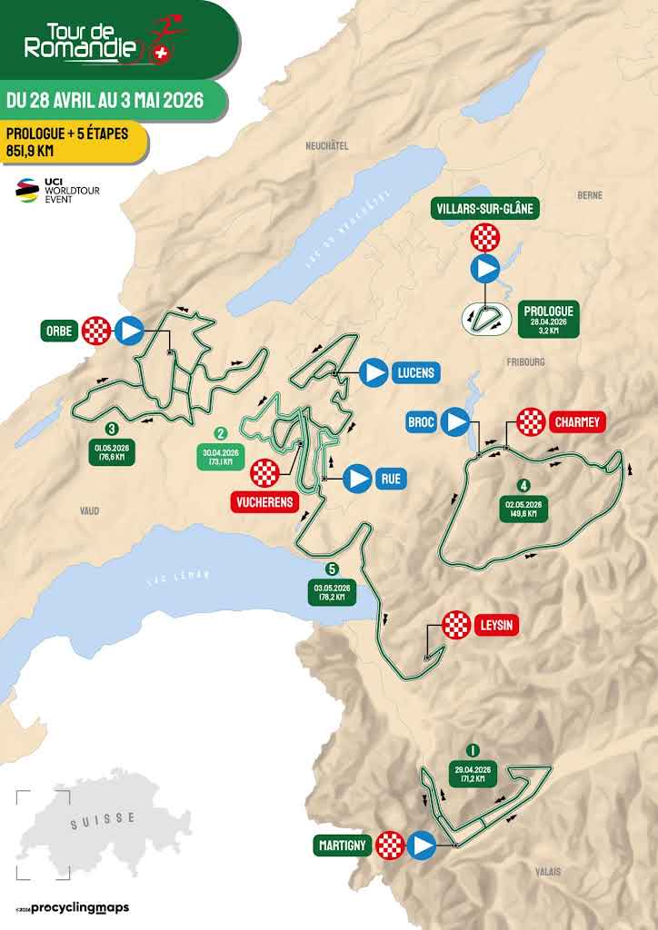 Tour de Romandie 2026 route