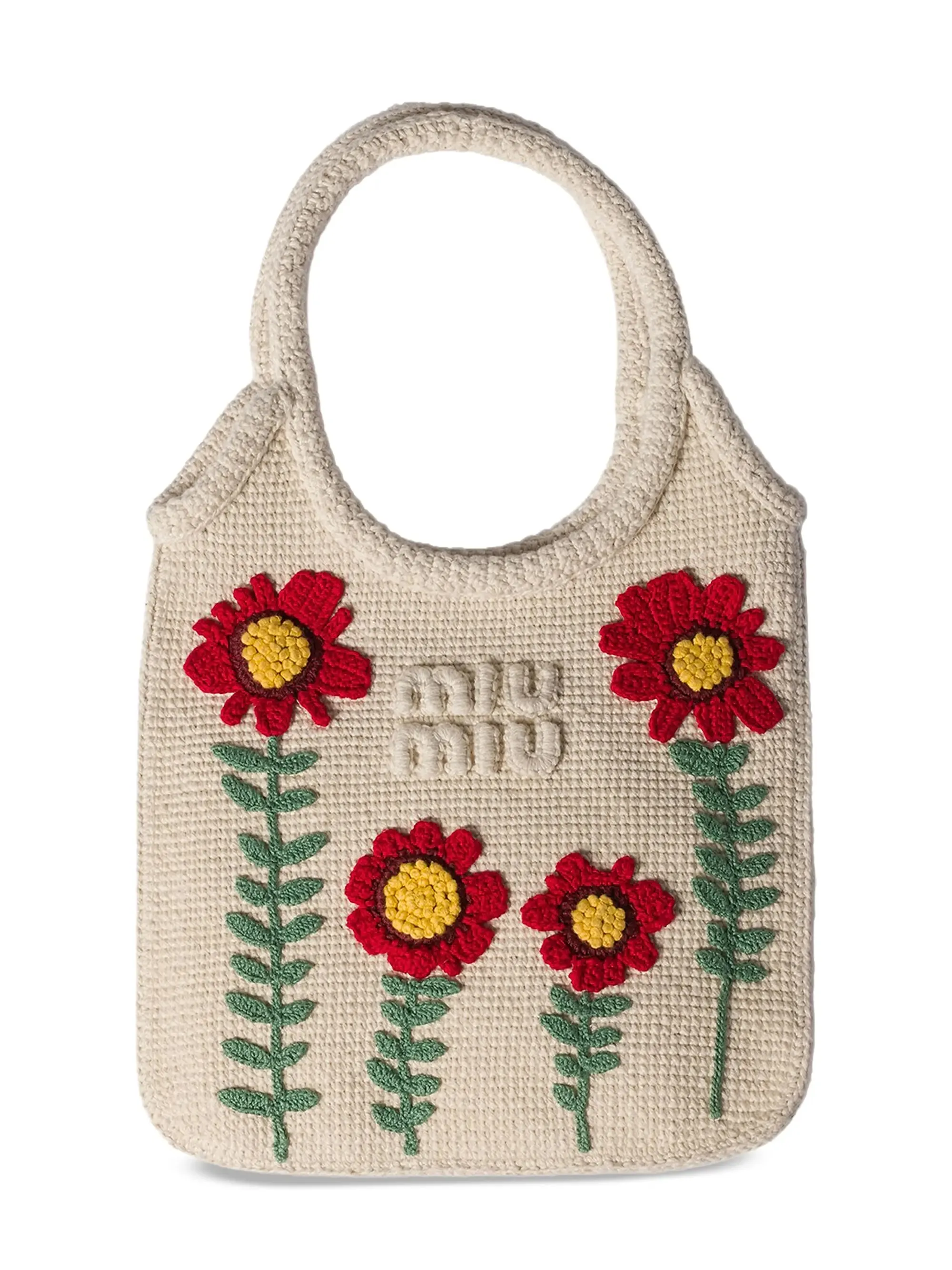 Miu Miu Ivy Embroidered Cotton Tote Bag