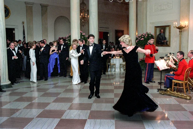 Princess Diana Dancing with John Travolta in Cross Hall at the White House 