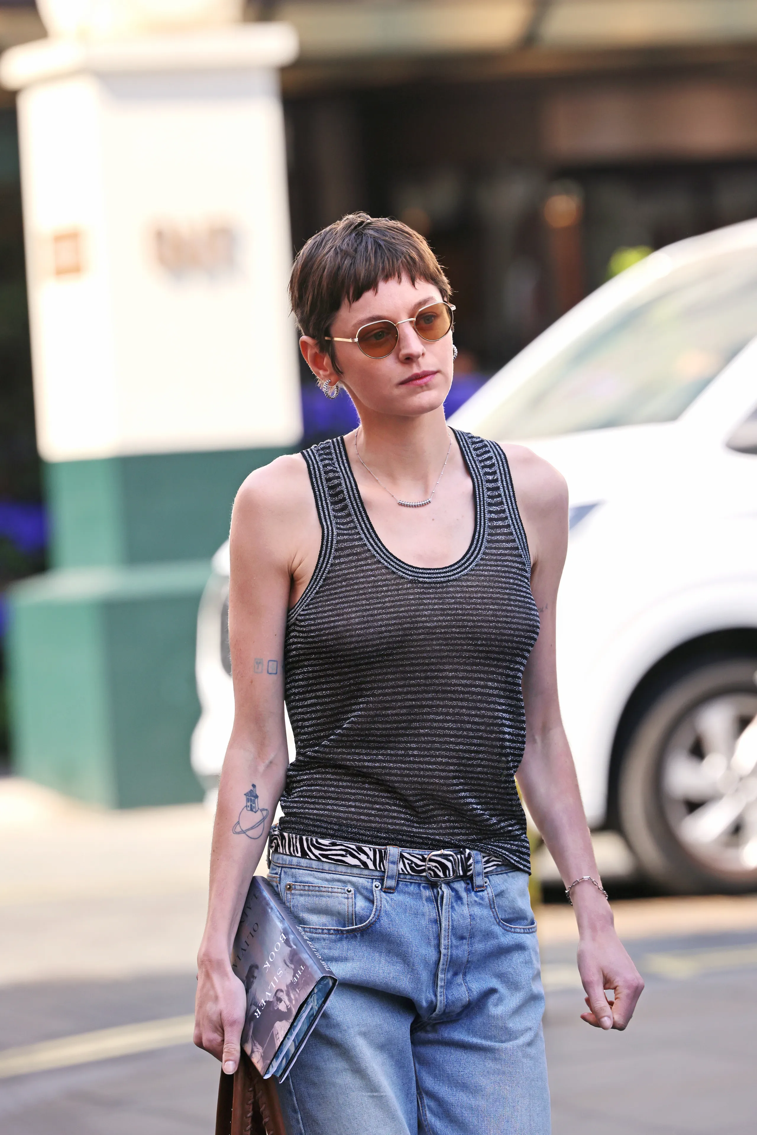 LONDON ENGLAND  APRIL 27 Emma Corrin is seen outside The Beaumont Hotel on April 27 2026 in London England.