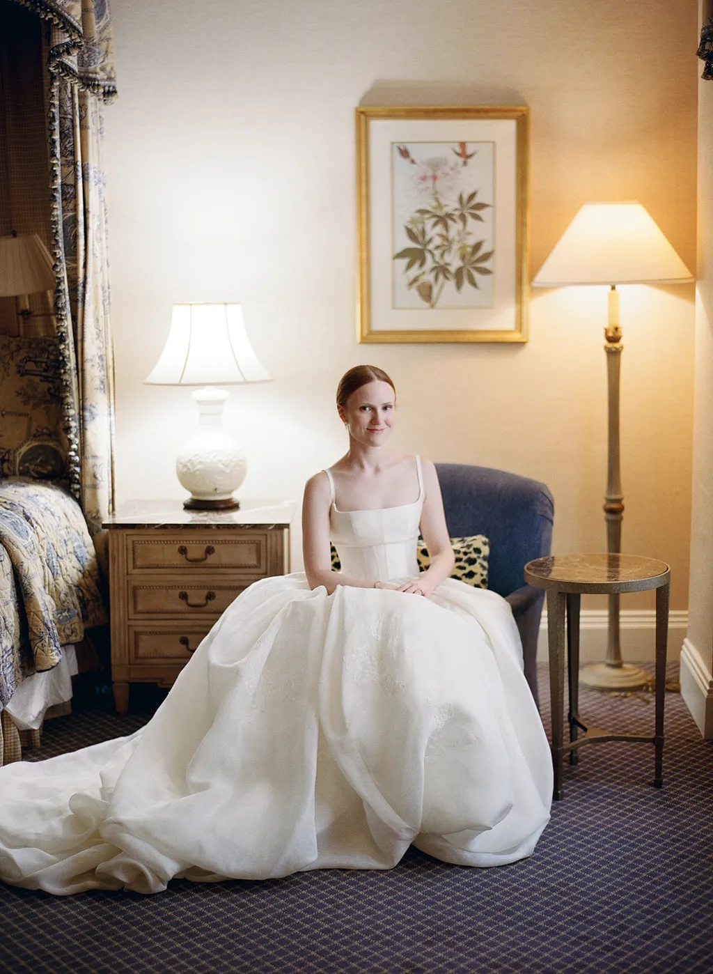 Image may contain Robyn Butler Lamp Clothing Dress Fashion Formal Wear Gown Wedding Wedding Gown and Table Lamp