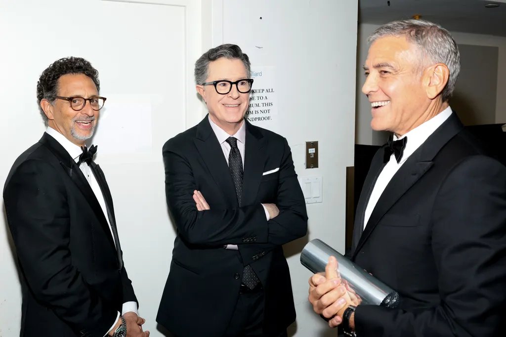 Image may contain Stephen Colbert Blazer Clothing Coat Jacket Adult Person Accessories Formal Wear Tie and Suit