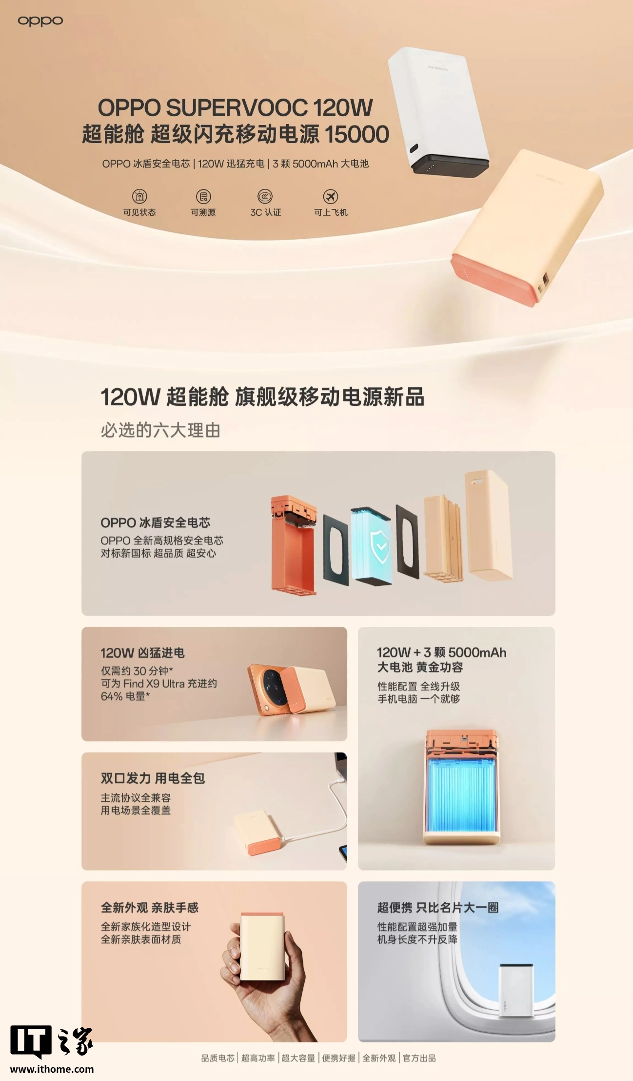 OPPO SUPERVOOC 120W 超能舱移动电源发布:1A + 1C,15000mAh 电芯,售 299 元