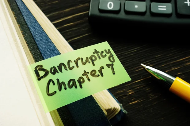 Bankruptcy chapter 7 bookmark in the book. 