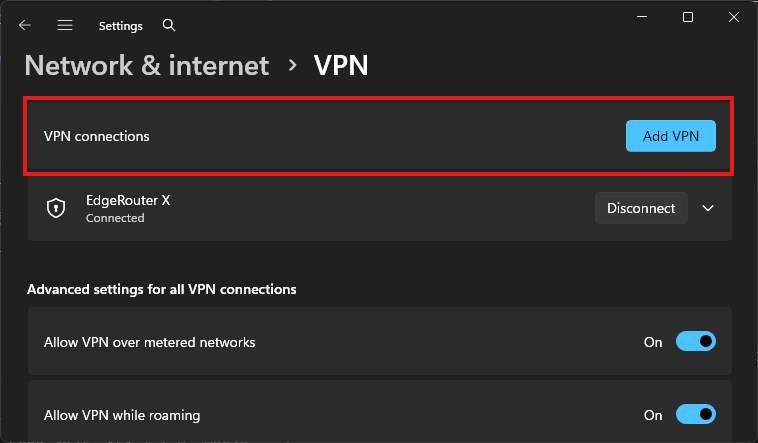 Add a VPN connection