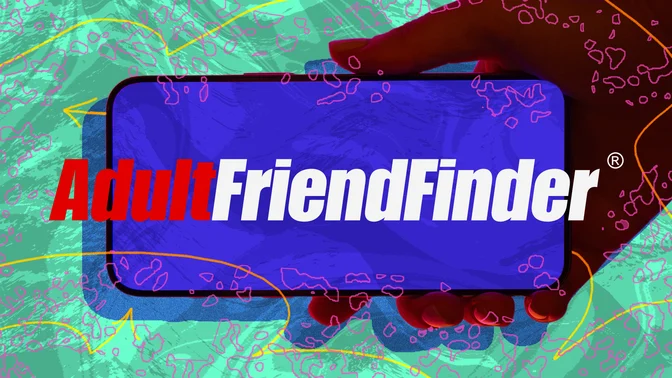 Hand holding phone with AFF logo against abstract background