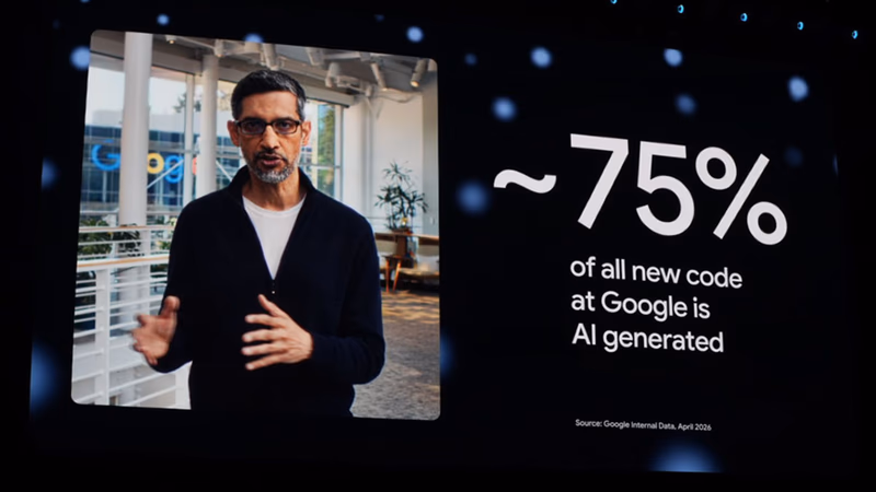 グーグルのピチャイCEOの映ったスライド