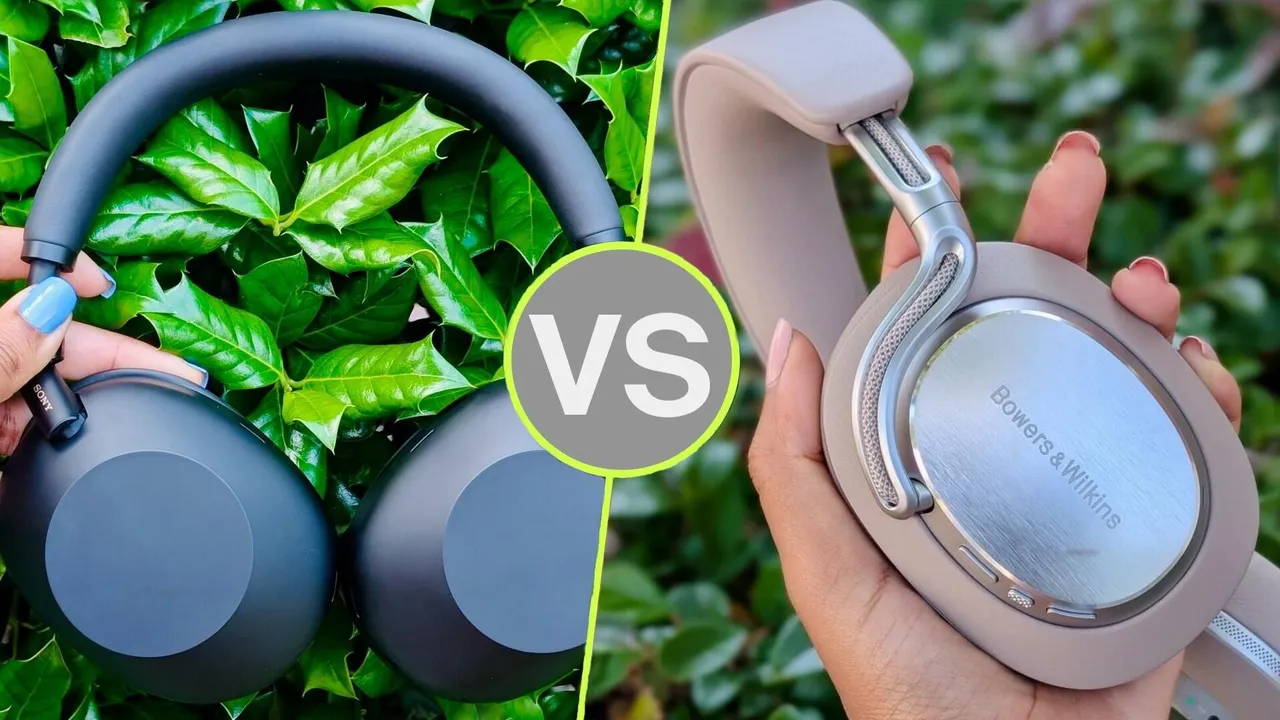 A comparison photo between the Sony WH-1000XM6 vs the Bowers & Wilkins Px8 S2