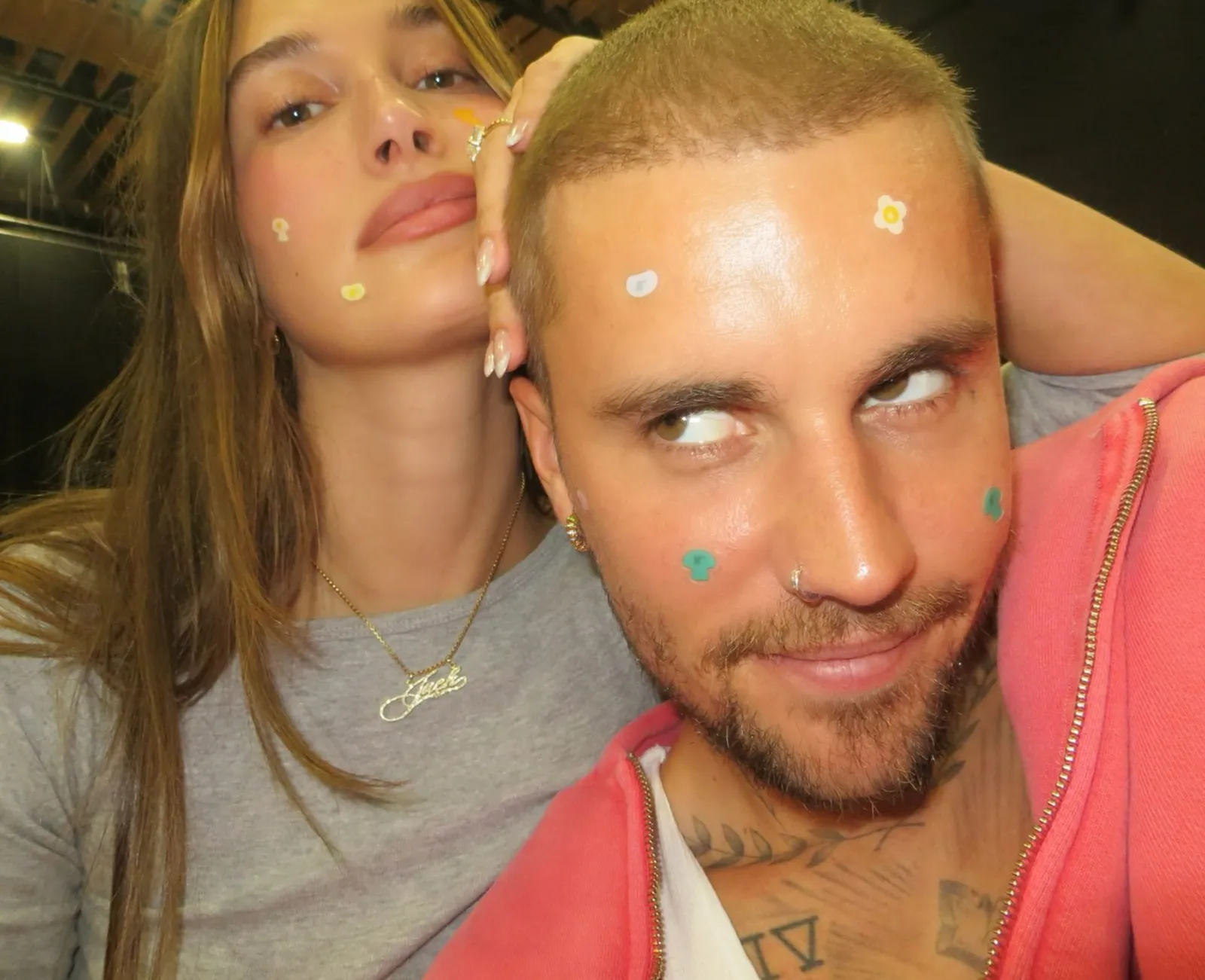 Image may contain Justin Bieber Hailey Baldwin Accessories Jewelry Necklace Face Head Person and Earring