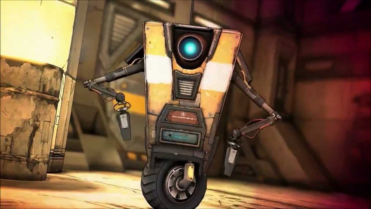 Borderlands' Claptrap: a yellow robot with a blue lens, one wheel and arms