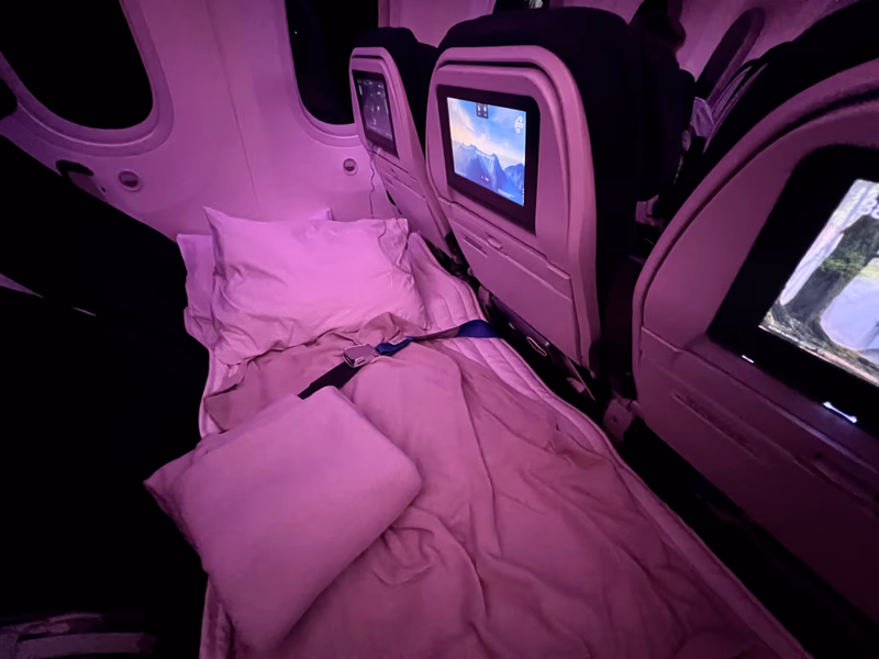 ANZ's Skycouch view from the aisle.