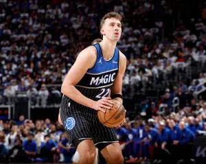 DETROIT, MI - APRIL 19: Franz Wagner #22 of the Orlando Magic shoots a free throw during the game against the Detroit Pistons during Round One Game One of the 2026 NBA Playoffs on April 19, 2026 at Little Caesars Arena in Detroit, Michigan. NOTE TO USER: User expressly acknowledges and agrees that, by downloading and/or using this photograph, User is consenting to the terms and conditions of the Getty Images License Agreement. Mandatory Copyright Notice: Copyright 2026 NBAE (Photo by Brian Sevald/NBAE via Getty Images)