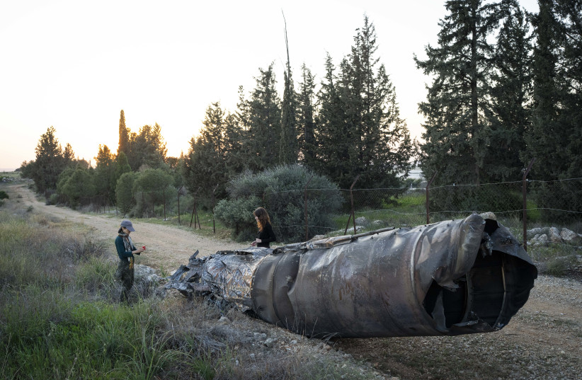 Debris from a missile fired from Iran that fell in a field in central Israel, March 10, 2026. Photo by Flash90