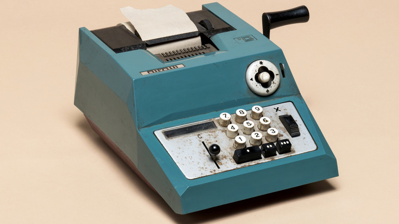 An adding machine with lever