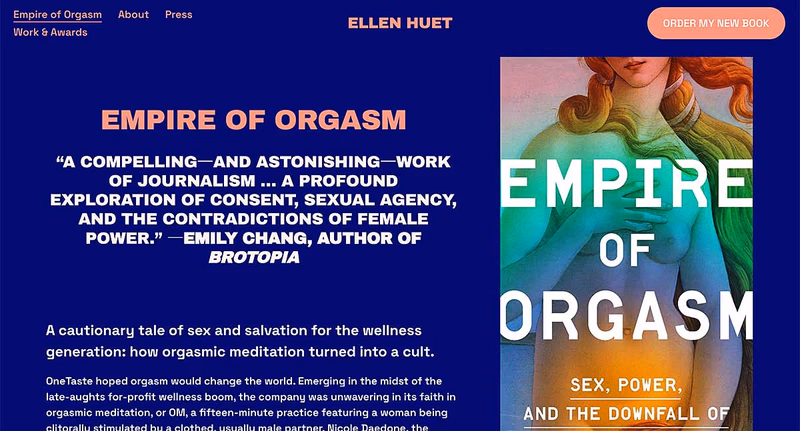 エレン・ヒューエット記者の著書『オーガズムの帝国(Empire of Orgasm)』の紹介ページ。
