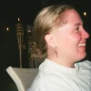 side profile of white, blonde woman's face