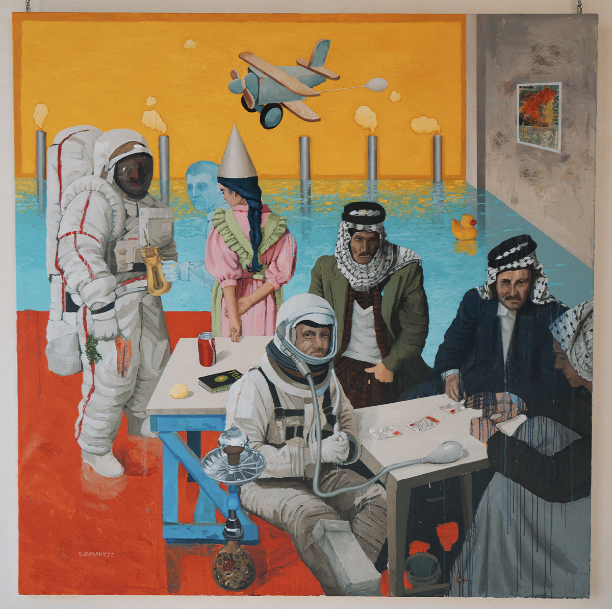 El lienzo 'Unfair Game', del iraqu� Saddam Jumailye.