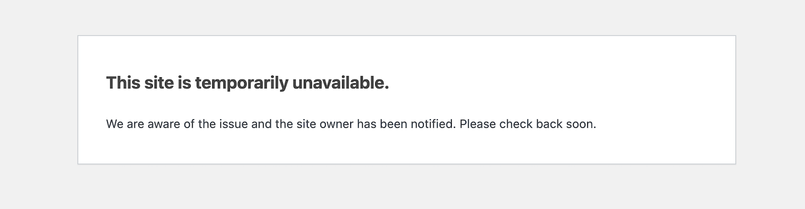 Site Unavailable message on WordPress.com