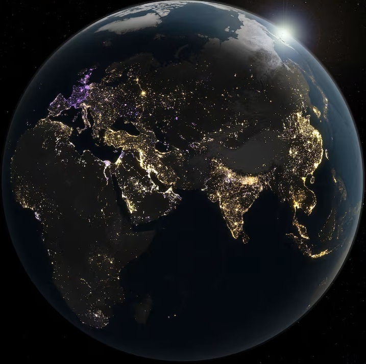 La Tierra de noche.