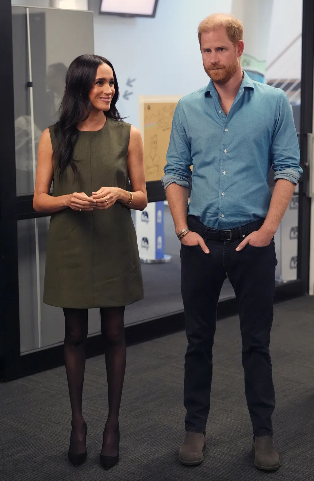 Britain's Prince Harry Duke of Sussex and his wife Meghan the Duchess of Sussex visit Batyr a mental health engagement...
