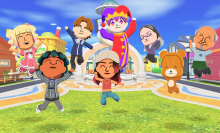 Various Miis posing in Tomodachi Life for Switch