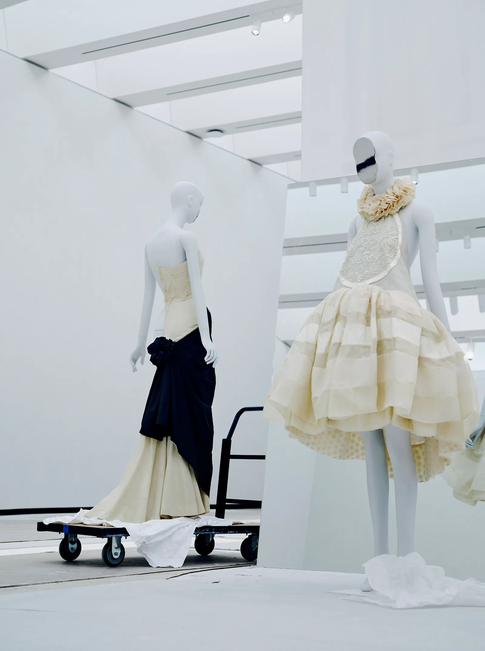 Image may contain Adult Person Wedding Mannequin Machine and Wheel