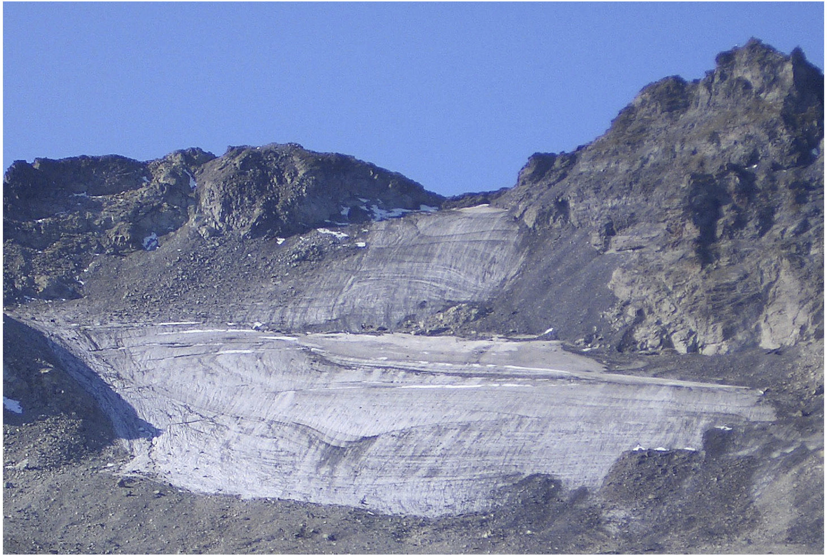 Restos del glaciar Pizol, en Suiza.