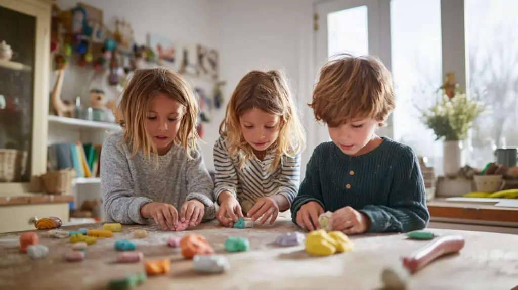 Niños jugando con plastilina