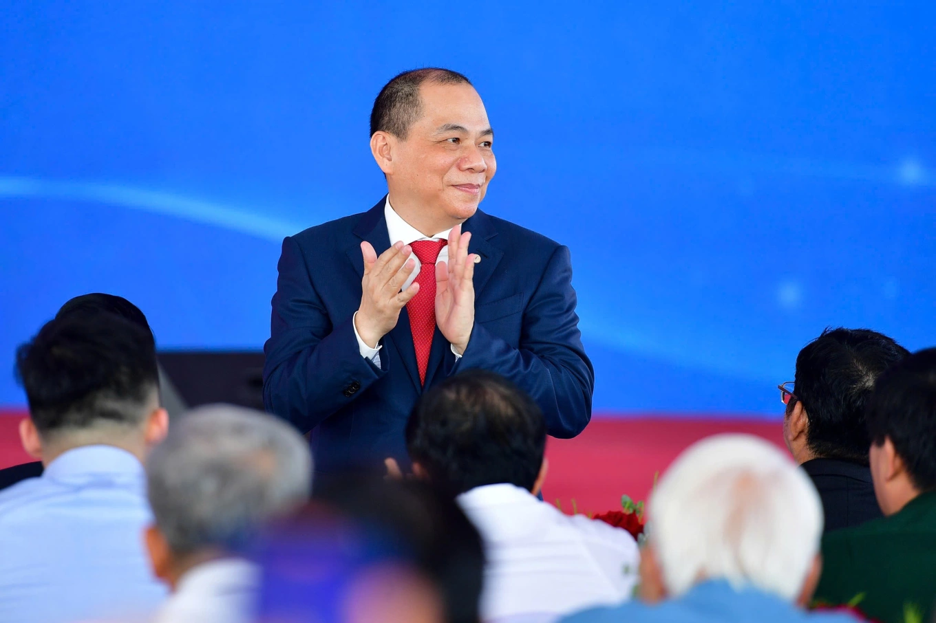 Pham Nhat Vuong at the groundbreaking ceremony for an urban development project in HCMCs Can Gio Ward, April 19, 2025. Photo by VnExpress/Thanh Tung