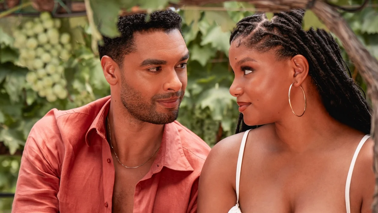 Regé-Jean Page and Halle Bailey in "You, Me & Tuscany."