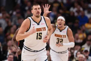 DENVER, COLORADO - NOVEMBER 5: Nikola Jokic #15 of the Denver Nuggets runs the floor against the Miami Heat during the first quarter at Ball Arena on November 5, 2025 in Denver, Colorado. NOTE TO USER: User expressly acknowledges and agrees that, by downloading and or using this photograph, User is consenting to the terms and conditions of the Getty Images License Agreement. (Photo by C. Morgan Engel/Getty Images)