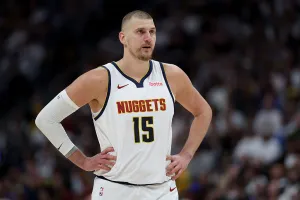 DENVER, COLORADO - APRIL 18: Nikola Jokic #15 of the Denver Nuggets plays the Minnesota Timberwolves in the third quarter during Game One of the First Round of the NBA Western Conference Playoffs at Ball Arena on April 18, 2026 in Denver, Colorado. NOTE TO USER: User expressly acknowledges and agrees that, by downloading and or using this photograph, User is consenting to the terms and conditions of the Getty Images License Agreement. (Photo by Matthew Stockman/Getty Images)