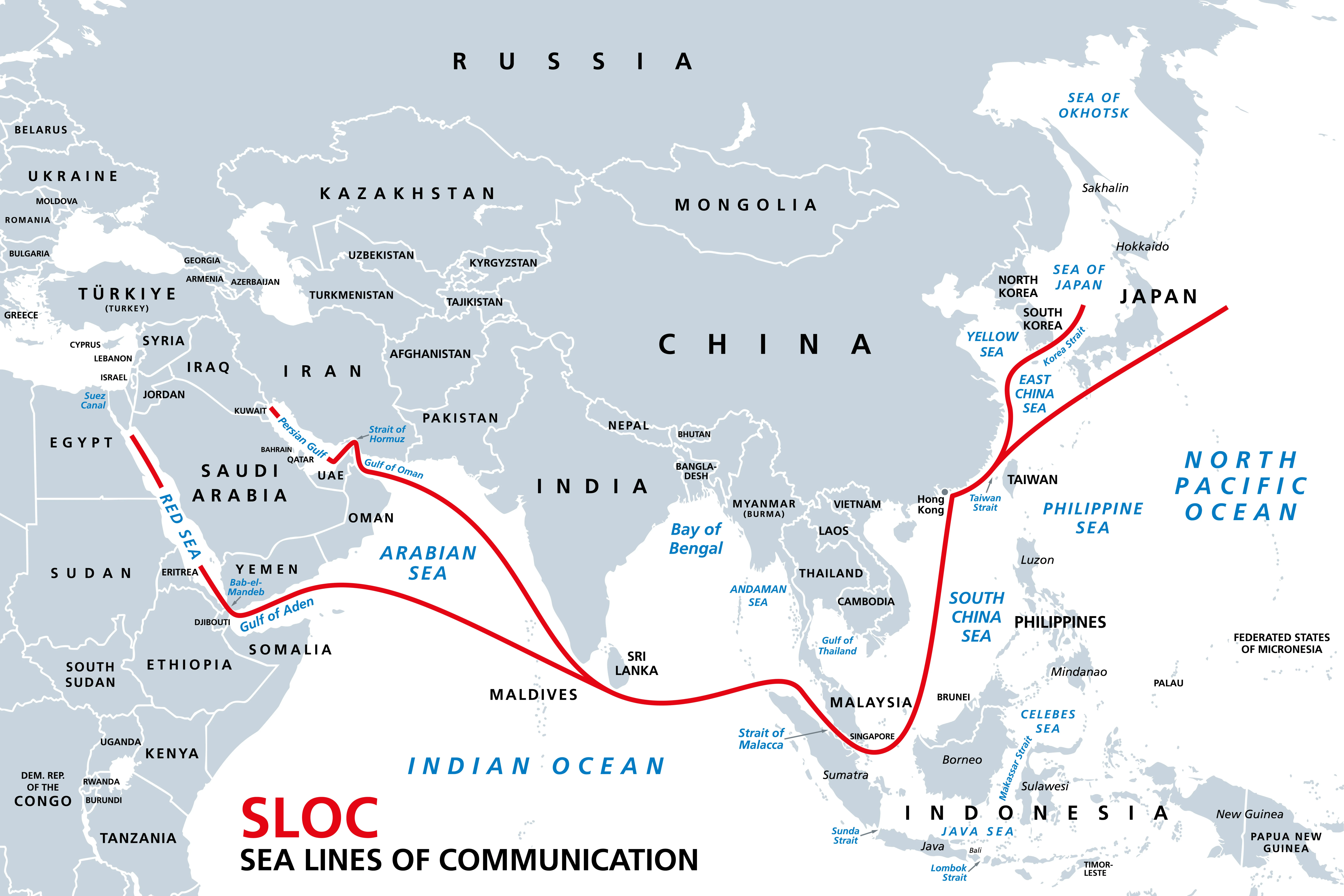 Indo-Pacific major energy SLOCs, Sea Lines Of Communication, map 