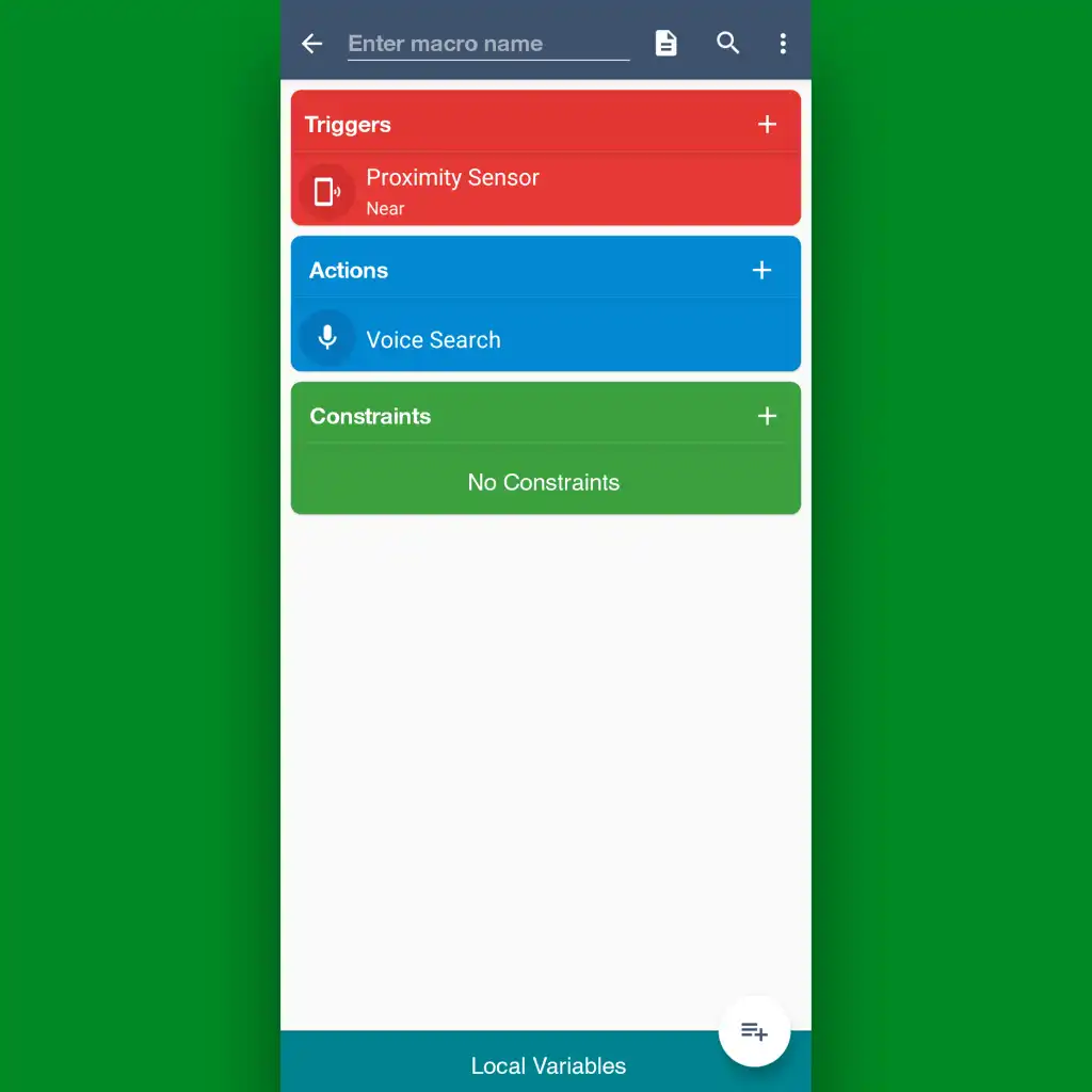 Android air gestures: MacroDroid macro setup