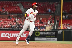 ST. LOUIS, MO - APRIL 13: Jordan Walker #18 of the St. Louis Cardinals rounds the bases after hitting a home run in the sixth inning during the game between the Cleveland Guardians and the St. Louis Cardinals at Busch Stadium on Monday, April 13, 2026 in St. Louis, Missouri. (Photo by Ali Overstreet/MLB Photos via Getty Images)
