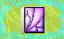 ipad air against a green patterned background
