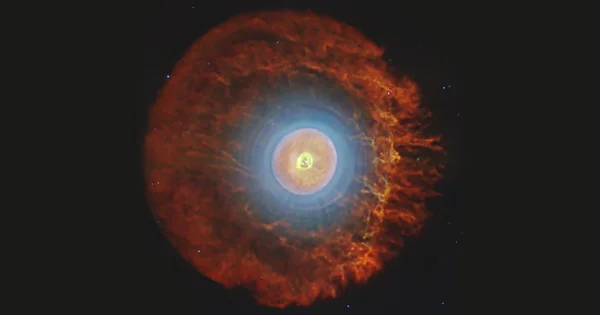 Image of a planetary nebula taken by the James Webb Space Telescope.