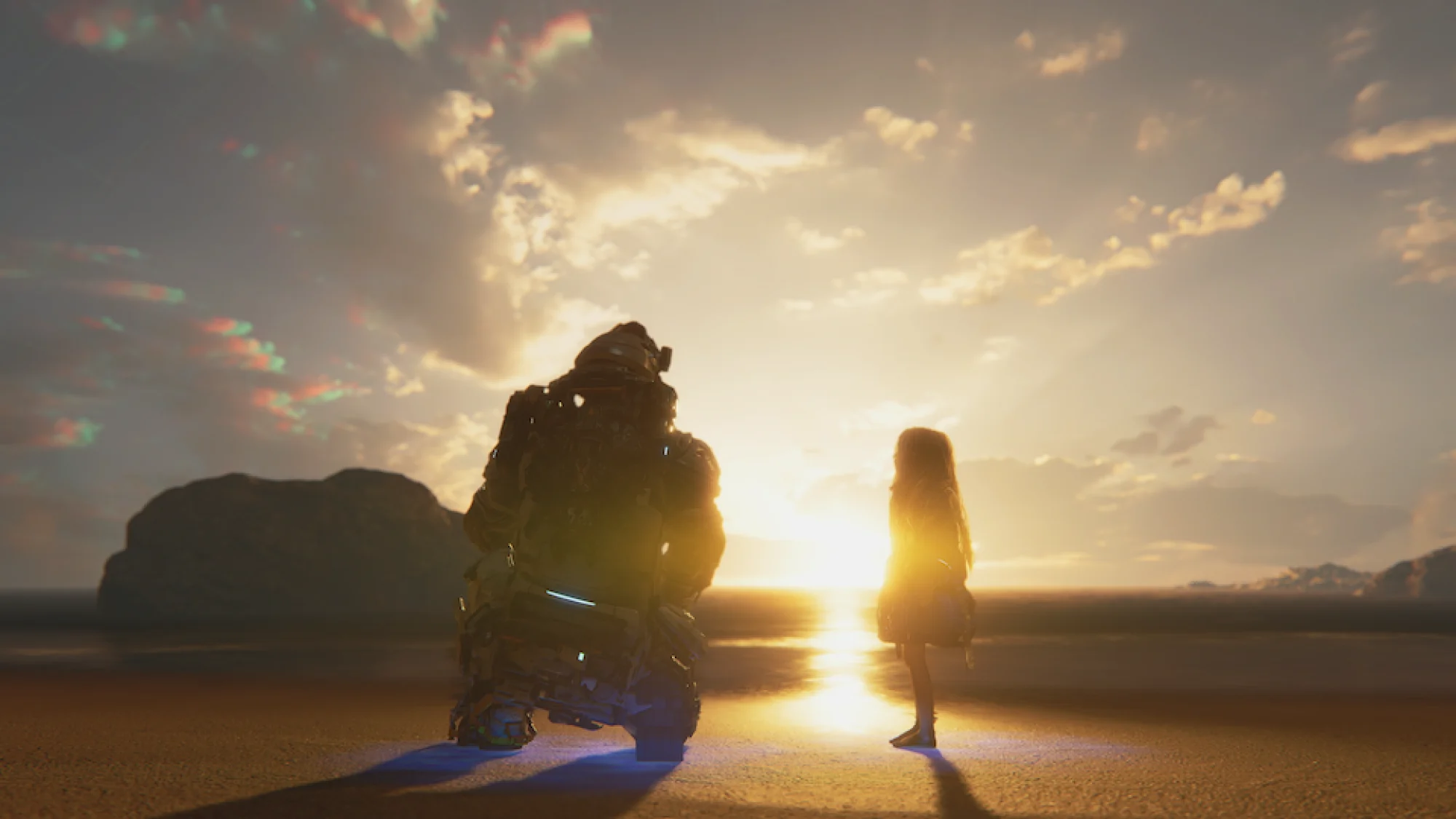 Hugh and Diana on a beach at sunset