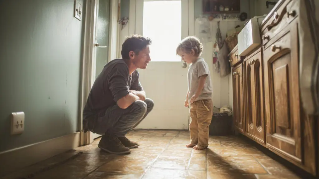 Padre razonando con su hijo pequeño