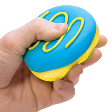 hand squeezing jelly dohnut needoh